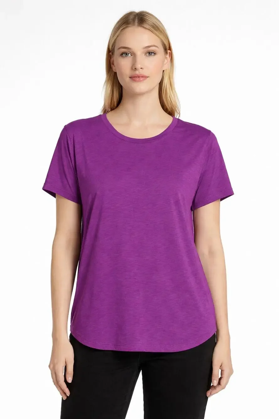 NWT J.Crew Women's Girlfriend Tee Purple Short Sleeve Crewneck Cotton Relaxed 2X
